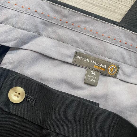 Peter Millar Wicking Pants Mens Black Straight 5 Pocket Performance Crown 34x28 - Picture 4 of 6